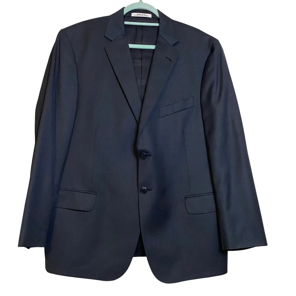 Joseph Abboud Blazer Mens 44S Tollegno 1900 Super 120s Wool Italy Fabric Navy